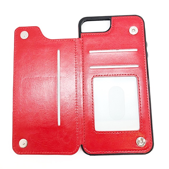 Red Leather IPhone Wallet & Card Holder, Magnetic Clasp & ZAGG Screen Protector - Picture 4 of 10